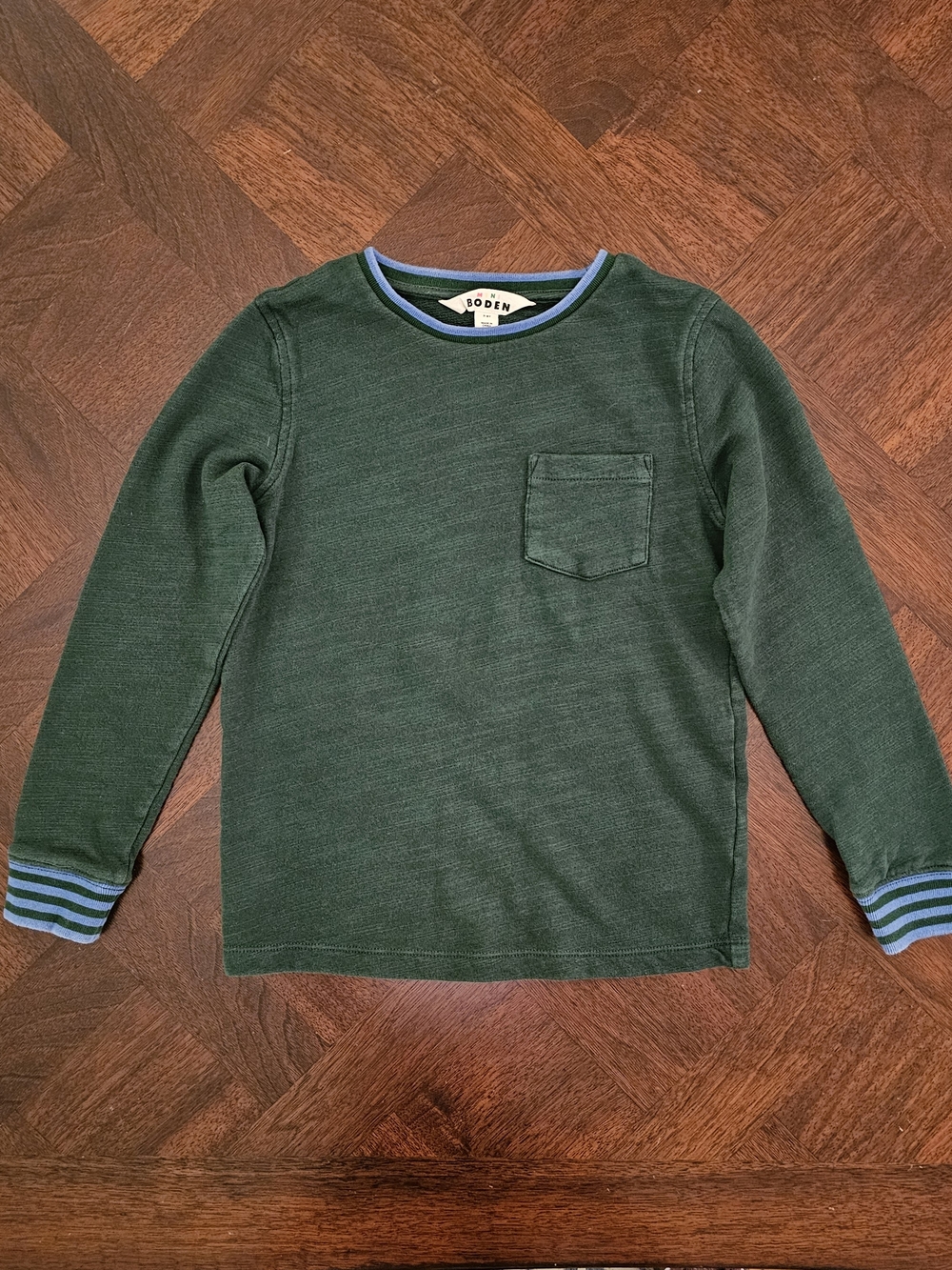 Mini Boden Boys Cosy Mid-Weight Long Sleeve T-Shirt Size 7-8Y Hunter Green